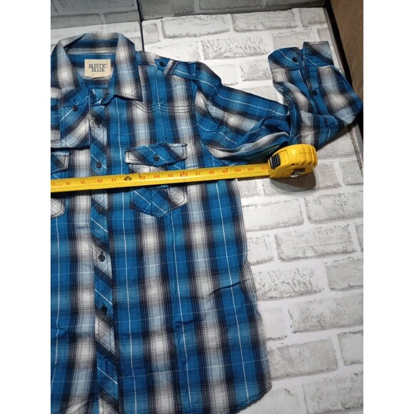 Rustic Blue Brand Men’s Long Sleeve Button Up Shirt size M blue  Plaid - Picture 5 of 12
